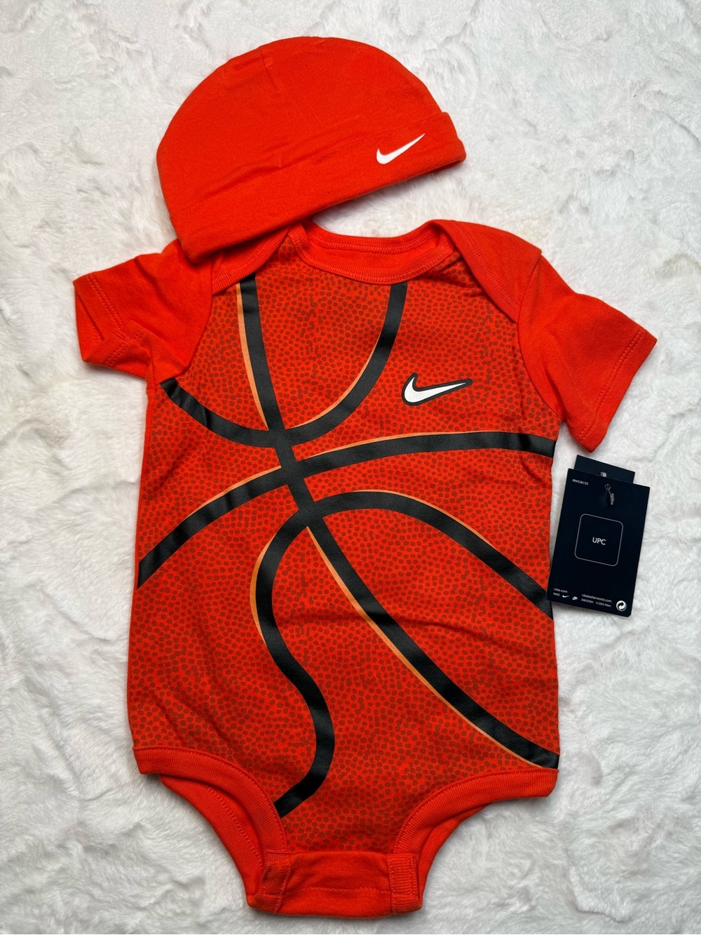 Nike Orange Baby Basketball One-Piece Bodysuit with Matching Hat